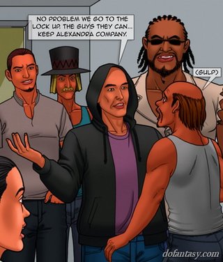 office girl surrounded thugs