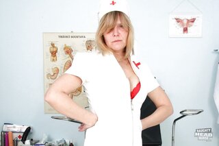 big tits, mature, stockings, uniform