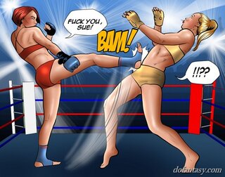 pelirroja dominates rubias lucha