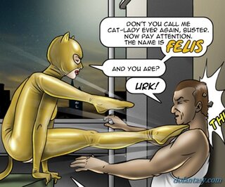 costumed heroine helps enslaved