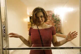 busty teen burgundy body-hugging