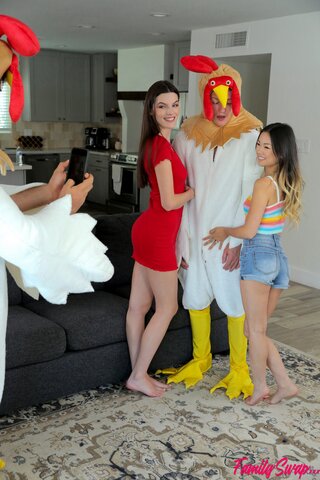 asian brunette swapped cocks