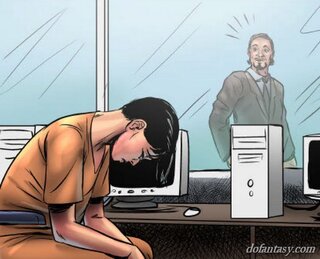 busty brunette computer room